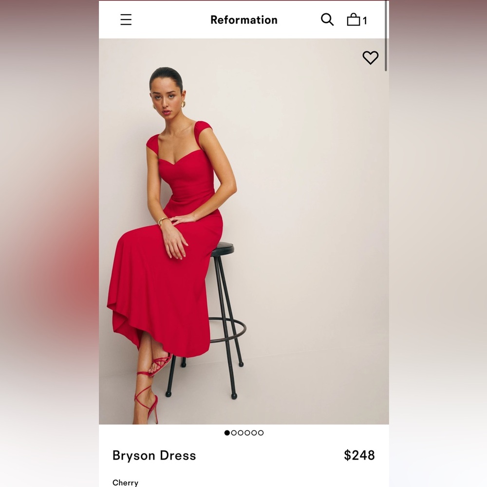 Reformation Bryson Dress in Cherry
